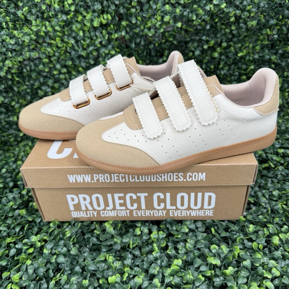 Project Cloud Eco-Leather Womens 9M Nude Ysabelle Trendy Sneakers Memory Foam